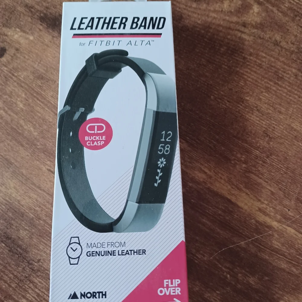 NEW North Band For Fitbit Alta Genuine Leather w/Adjustable Buckle Clasp (Black)